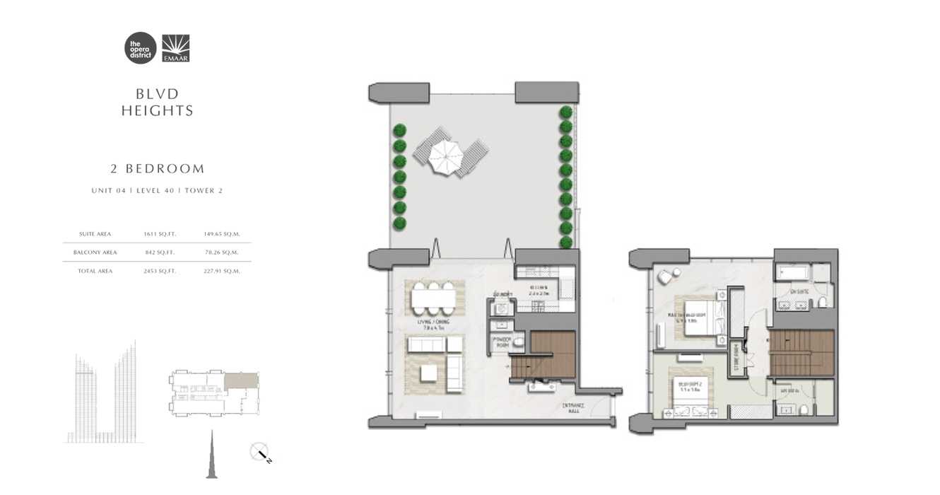 2 Bedroom Unit 04, Tower 2, size 2453 sq ft